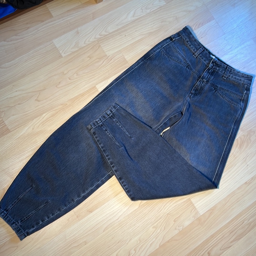 CLOSED Organic Cotton Mom Jeans Tapered Leg Black Gry Vintage Wash Made in Italy